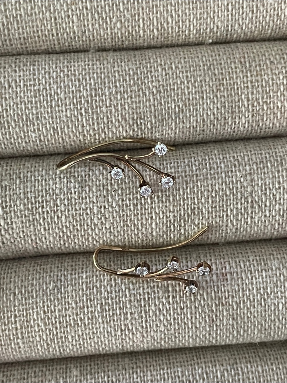 Gold and Crystal Climber Earrings
